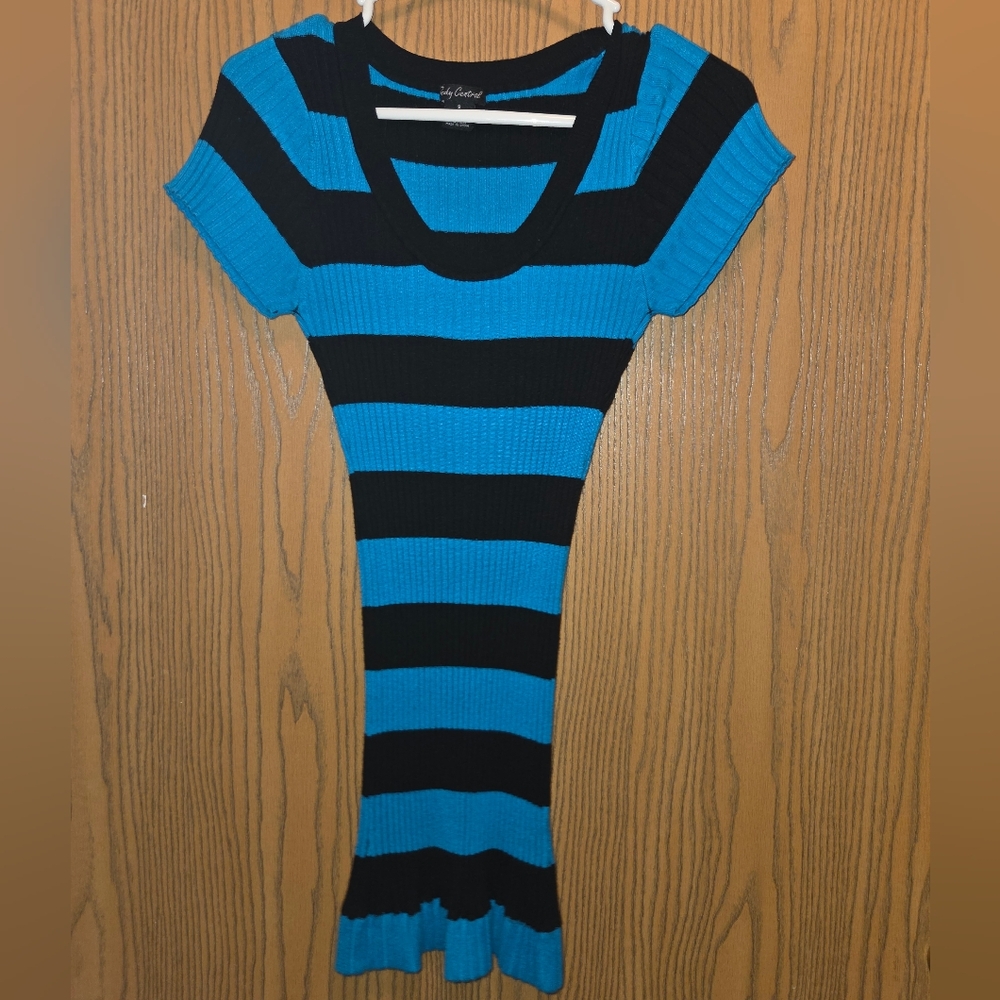 Blue and Black Striped Dress